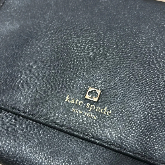 Kate Spade Black Leather Flap Crossbody Bag with silver hardware details - Picture 3 of 14